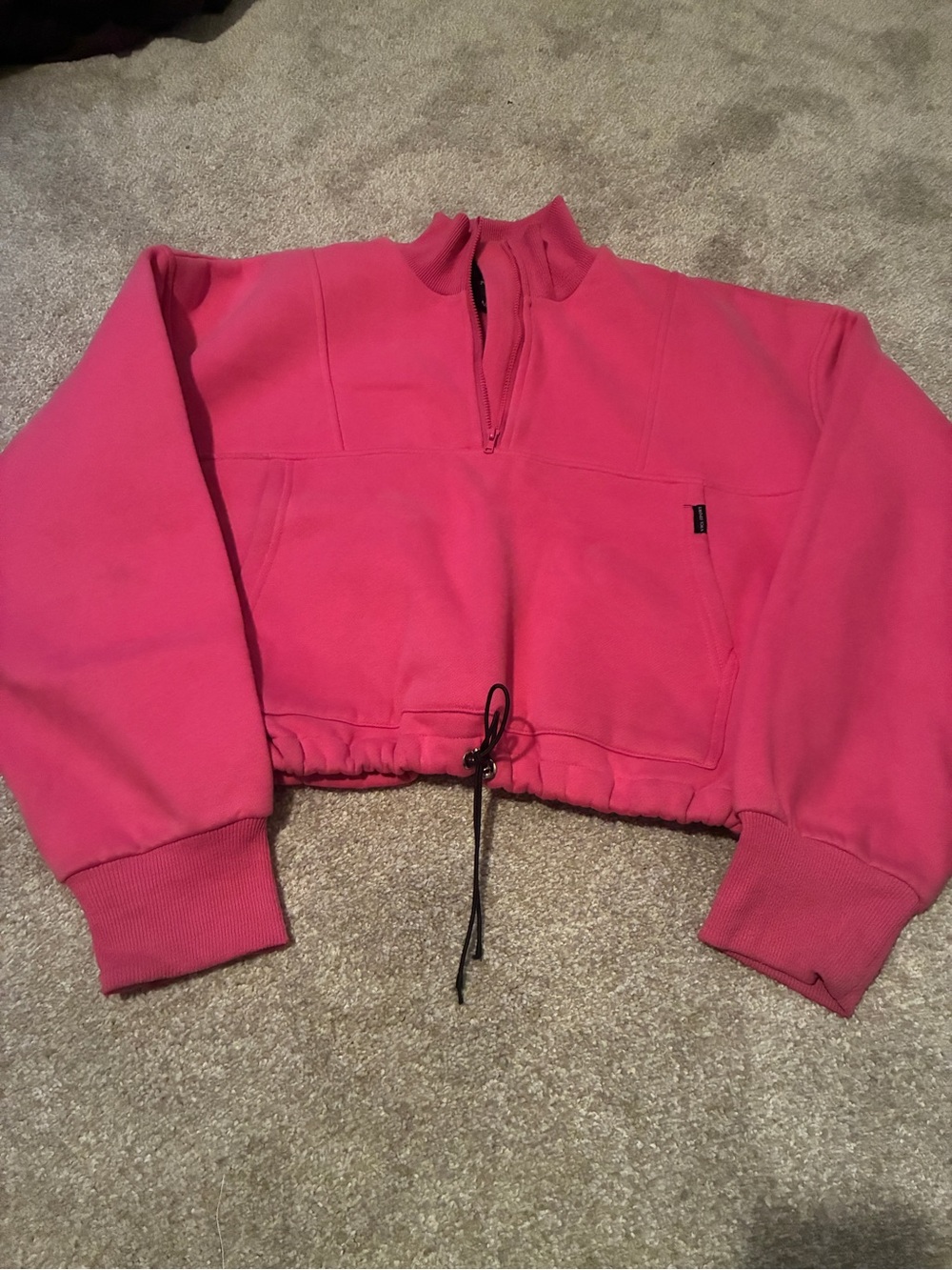 Barbie Pink Cropped Quarter-Zip Sweatshirt